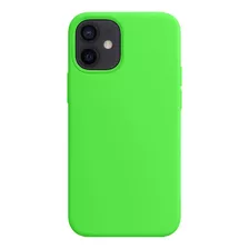 Capa Capinha Silicone Compatível Com iPhone 12 Mini C/ Borda Cor Verde Neon