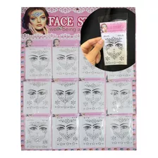 Pack 12 Gemas Strass Autoadhesivas Face Stickers Nuevas