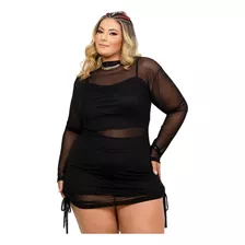 Conjunto Com Sobreposição Vestido Tule Regulador Plus Size 