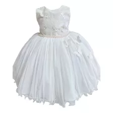 Vestido Infantil Off White Com Aplique Borboletas 1.2.3.4