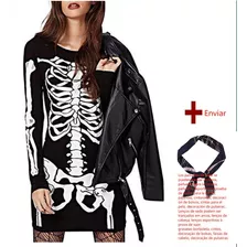 Vestido Con Estampado De Esqueleto, Disfraz De Halloween