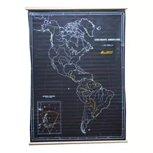 Mapa Mural Continente Americano Pizarra Negro Para Tiza