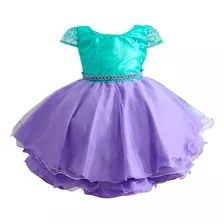 Vestido De Festa Infantil Sereia Ariel Fantasia Barbie Luxo