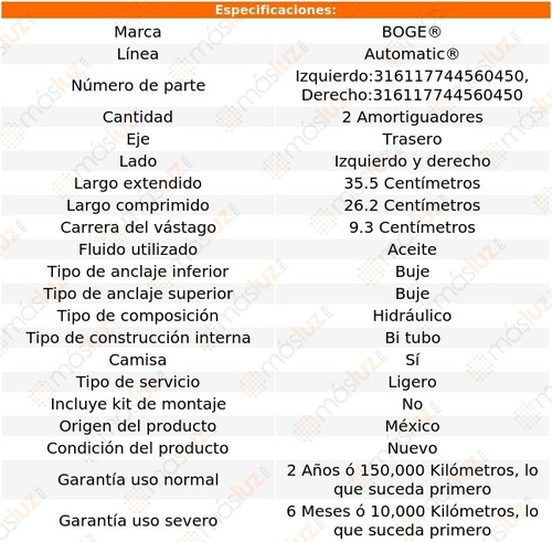 (2) Amortiguadores Hidrulicos Traseros 207 10/12 Automatic Foto 2