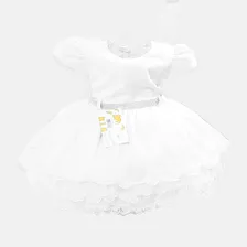 Vestido Infantil Menina Bebê Branco Batizado Strass P Ao G