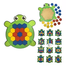 Quebra Cabeça Mosaico Tartaruga Em Mdf Brinquedo Educativo