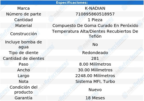 Banda Distribucion K-nadian Subaru Baja H4 2.5l 04 Al 06 Foto 3