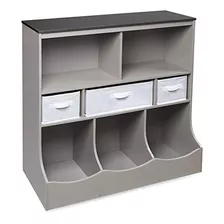 Organizador De Almacenamiento Con 3 Cestas Color Gris