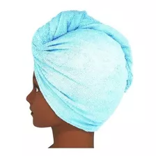 Toalha Turbante De Microfibra Azul - Grande