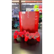 Playstation 3 Slim 500gb /02 Controles Vermelhos Usado