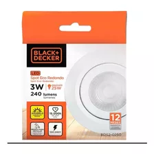 Spot Luz Led Black+decker Redondo Dimerizable 3w Luz Cálida