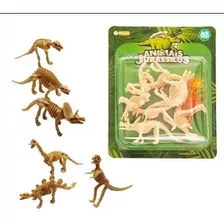 Dinossauro Esqueleto Fossil 7pç Brinquedo Plástico Miniatura