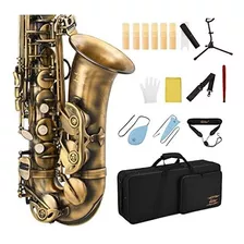 Saxofón De Bronce Eastar Profesional Eb Plano, Kit Completo 