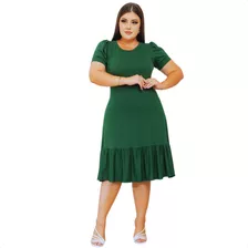 Vestido Evangélico Manga Rodado Básico Soltinho Tendência 