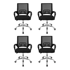  Kit 4 Cadeiras De Escritório Para Home Office Acolchoada