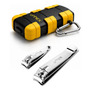 Kit Cortador De Unha Aço Inox Grande E Pequeno Profissional Estojo Mosquetão Unhex Viagem Trilha Camping Mochila Aventura Preto/amarelo