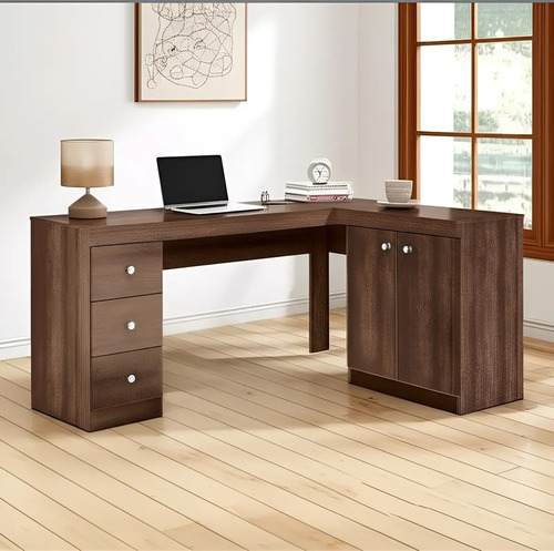Mesa Escrivaninha De Canto Rústico Movelbento Msm 446 Cor Marrom