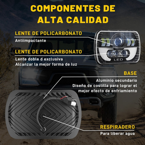 Faro Led Cuadrado 5x7 Drl De Luz Alta/baja Para Nissan Jeep Foto 6