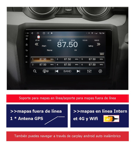 Auto Radio Estreo Android Gps Para Suzuki Swift 2018-2023 Foto 4