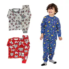 Pijama Infantil 100% Algodão 1-6 Anos Menino Menina C/ Punho