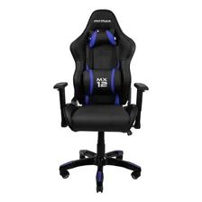 Cadeira De Escritório Mymax Mx12 Gamer Ergonômica Preto E Azul Com Estofado De Tecido Sintético Pu