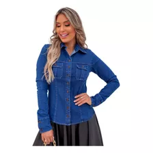 Camisa Jeans Manga Longa