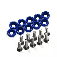 Arandelas Anodizada Aluminio Moto Auto Atv 6mm M6 X10u Azul