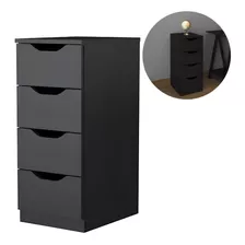 Mesa De Cabeceira Para Quarto Escritório 4 Gavetas Preto