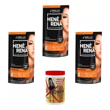 Hene Em Gel Rena Preto Cafe 03x180gr Pouch+kit Incolor 400gr