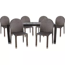 Conjunto Mesa Jardín Aluminio Y Simil Rattán+6 Sillas.myshop