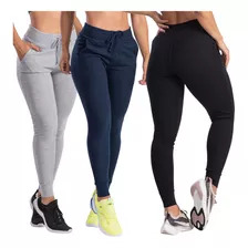 Kit 3 Calça Ribana Feminina Canelada Inverno Frio Top