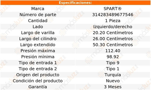 (1) Amortiguador 5a Puerta Izq/der Audi S3 00/04 Spart Foto 2