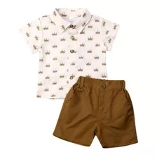 Conjunto Infantil Roupa Aniversário Camisa Social Safari 