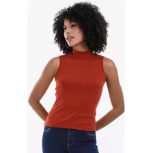 Blusinha Regata Feminina Segunda Pele Gola Alta Cavada