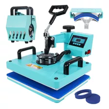 Prensa Térmica De Sublimação 5x1 Para Camiseta Chinelo Boné Azul Mecolour 220v