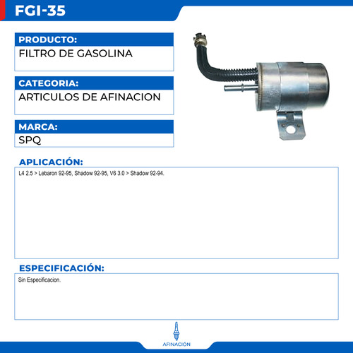 Filtro De Gasolina Dodge Shadow 1992-1995 L4 2.5 Foto 2