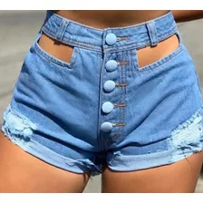 Short Jeans Feminino Botão Diferenciado 36 Ao 44 Hot Pant