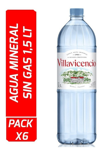 AGUA MINERAL VILLAVICENCIO SIN GAS BOTELLA X 500 CC.