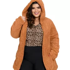 Casaco Teddy Max Sobretudo Pelo Peludo Frio Inverno Cp1