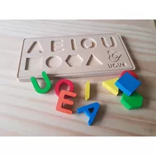 Juego Encastre Vocales Madera Didáctico Montessori