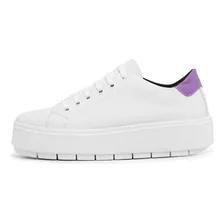 Tênis Feminino Casual Plataforma Branco Traseirinha Colorida