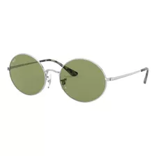 Anteojos De Sol Ray-ban I-shape Oval 1970 Standard Con Marco De Metal Color Polished Silver, Lente Light Green De Cristal Clásica, Varilla Polished Silver De Metal - Rb1970