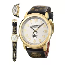 Relógio Yankee Street Dourado Com Pulseira Couro Ys30443b