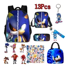 Mochila De Escuela Primaria Sonic, Lonchera Y Figura De Nudi