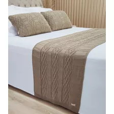 Peseira Manta Tricot Cama King 260x60 +2 Capa Almofada C1