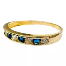 Anillo Medio Sin Fin Azul Oro18k 1.2grs #11