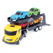 Caminhão Cegonha Com 4 Carros Cegonheira Paccar - Xplast Cor Azul