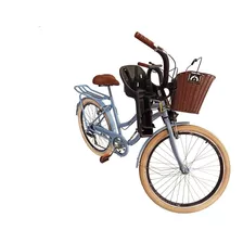 Bicicleta Aro 26 Retrô Vintage Com Cesta De Vime Cadeirinha