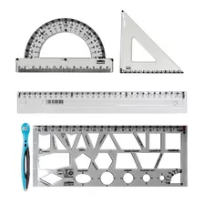 Kit De Desenho Geométrico Escolar Adaptado Braille