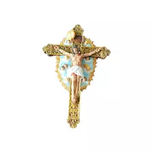 Crucifixo Jesus Cristo Resplendor 30cm Imagem Sacra Barroca